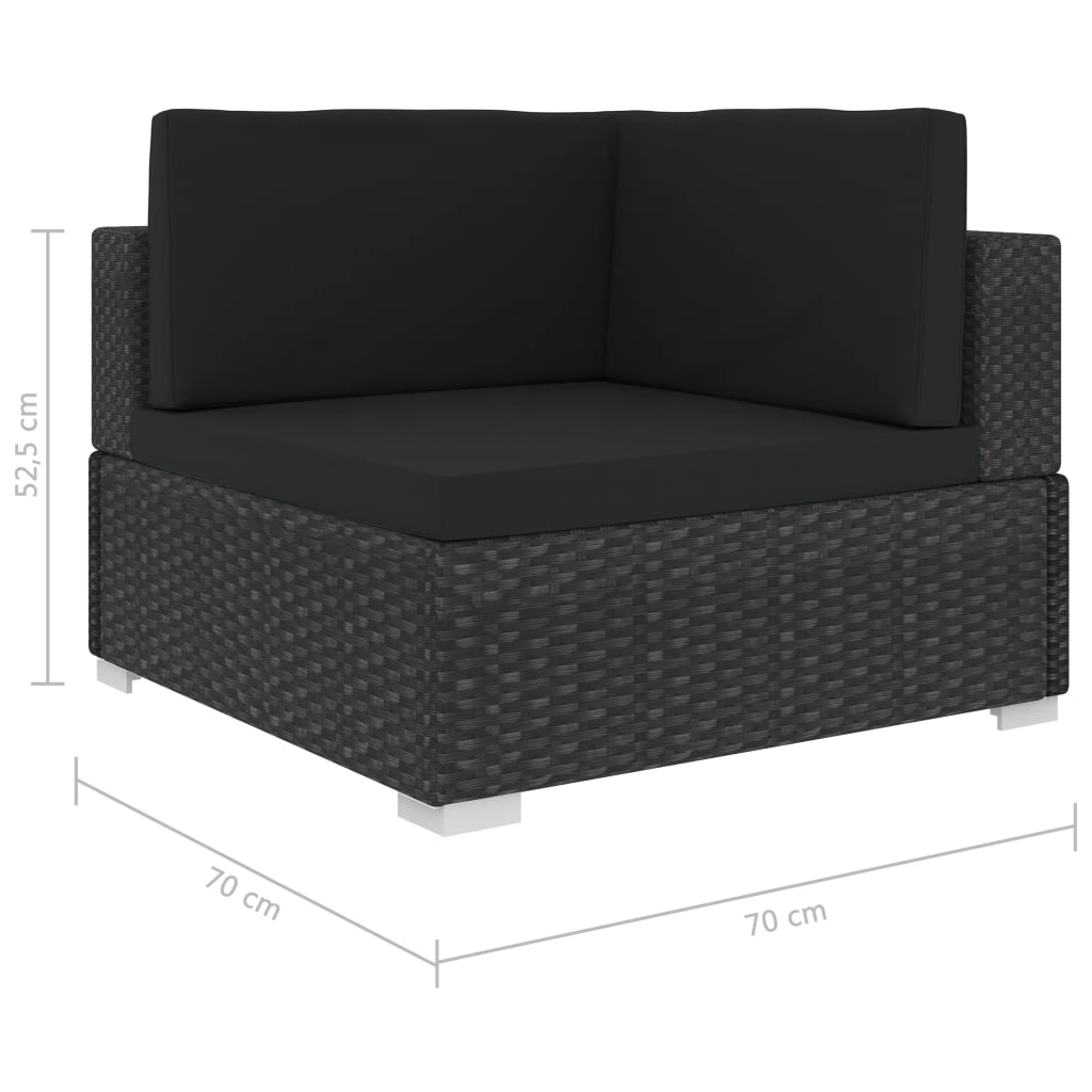 Galleria Design 8 Piece Garden Lounge Set with Cushions Poly Rattan Black