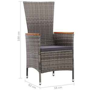 Galleria Design 7 Piece Outdoor Dining Set with Cushions Poly Rattan Grey