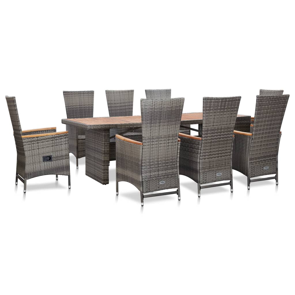 Galleria Design 9 Piece Outdoor Dining Set with Cushions Poly Rattan Grey