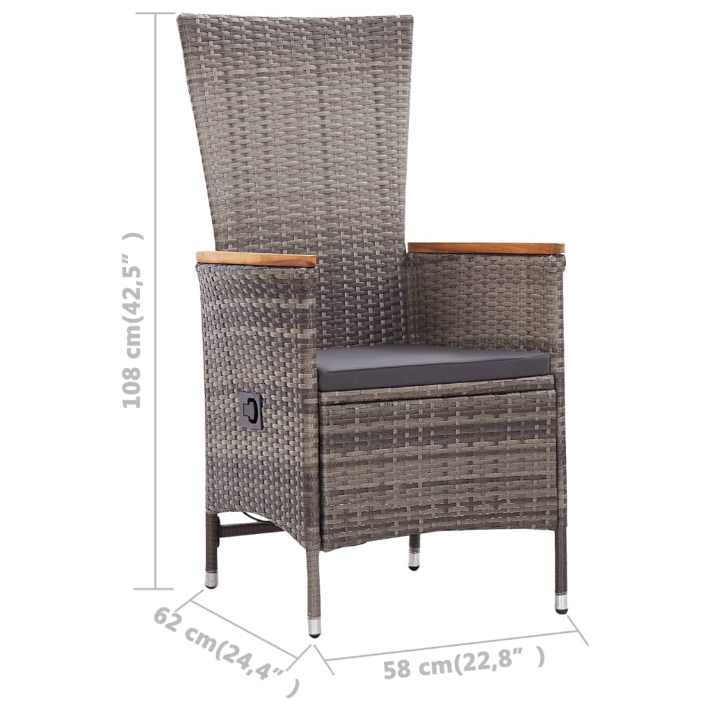 Galleria Design 9 Piece Outdoor Dining Set with Cushions Poly Rattan Grey