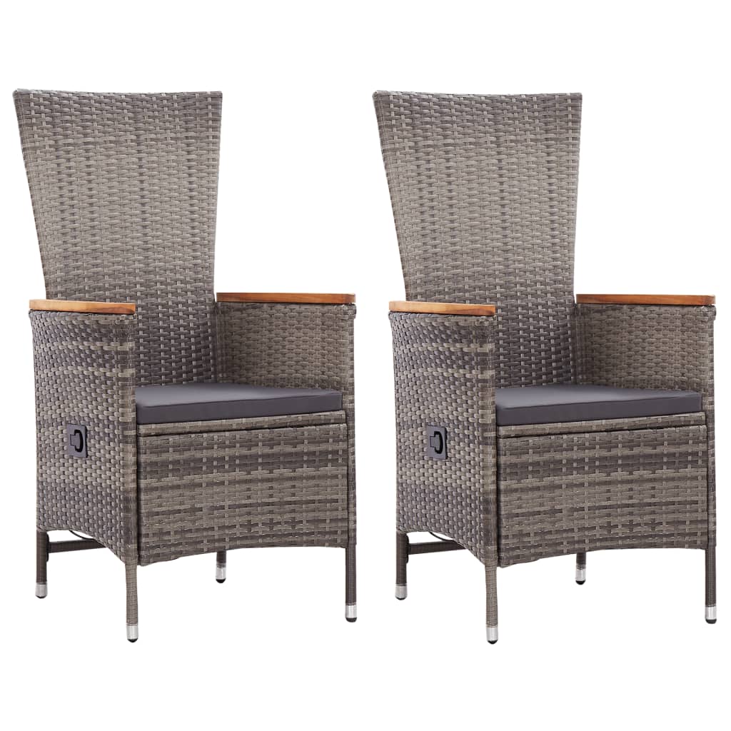Galleria Design Outdoor Chairs 2 pcs with Cushions Poly Rattan Grey