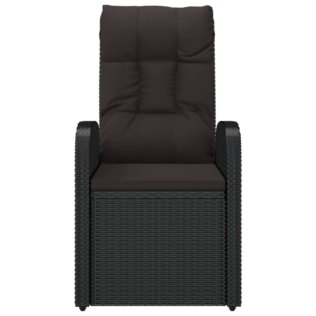 Galleria Design Reclining Garden Chairs 2 pcs with Cushions Poly Rattan Black