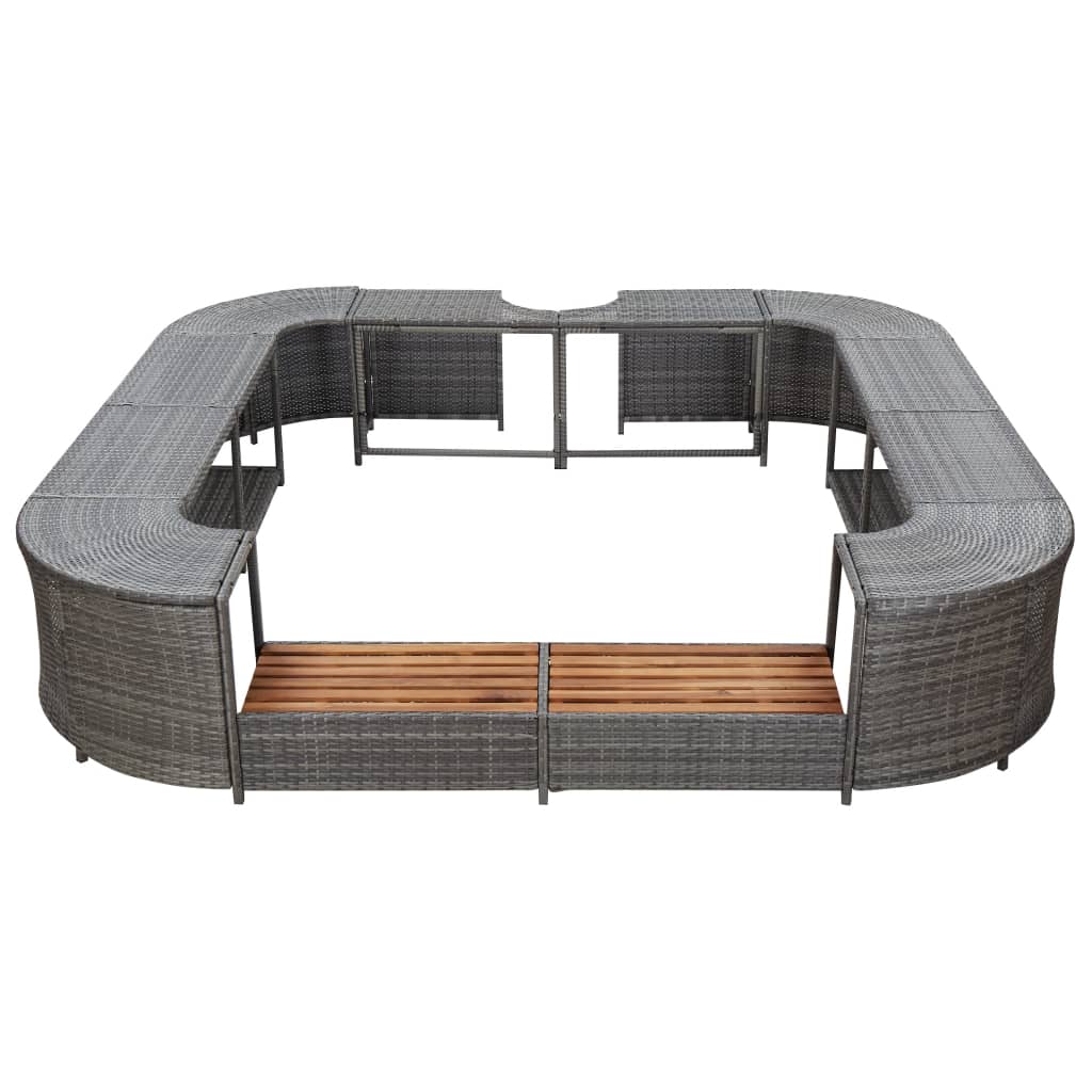 Galleria Design Square Spa Surround Grey 268 x 268 x 55 cm Poly Rattan