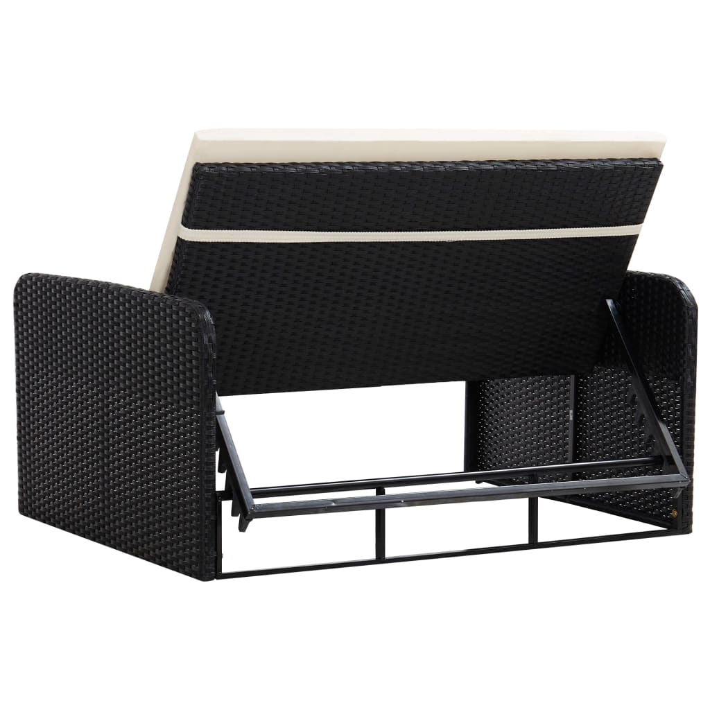 Galleria Design 2 Piece Garden Lounge Set with Cushions Poly Rattan Black