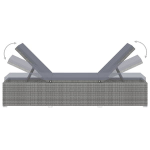 Galleria Design Sun Lounger with Cushion Poly Rattan Grey