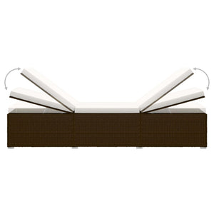 Galleria Design Sun Lounger with Cushion and Tea Table Poly Rattan Brown