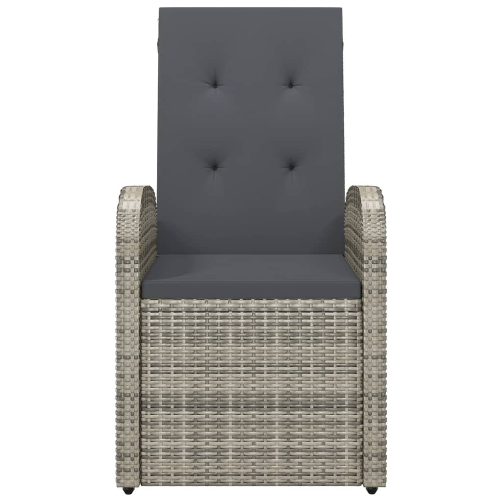 Galleria Design Reclining Garden Chairs 2 pcs with Cushions Poly Rattan Grey