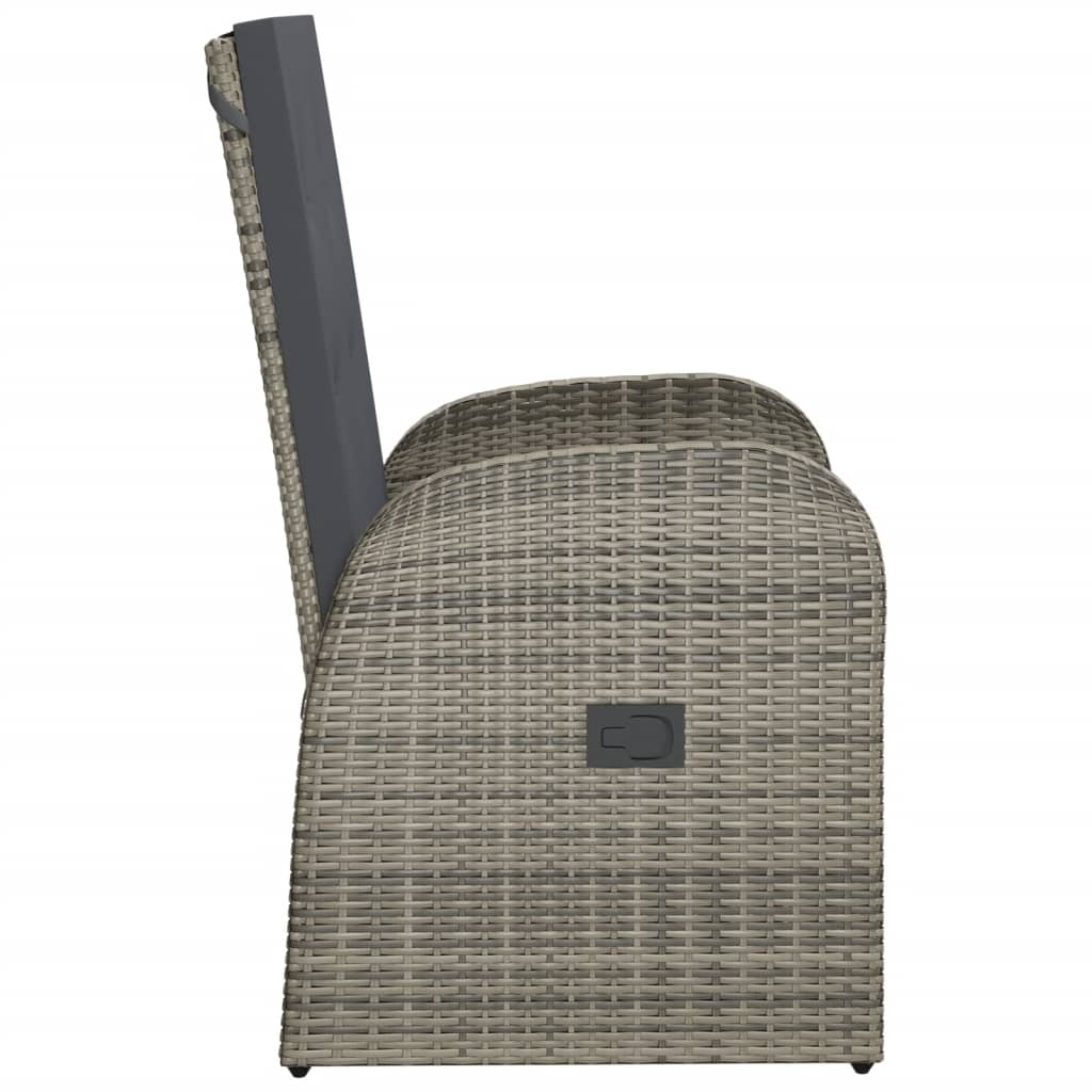 Galleria Design Reclining Garden Chairs 2 pcs with Cushions Poly Rattan Grey