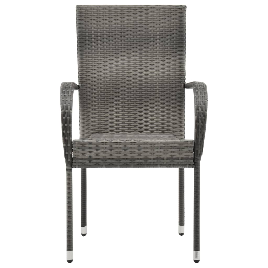 Galleria Design Stackable Outdoor Chairs 2 pcs Grey Poly Rattan