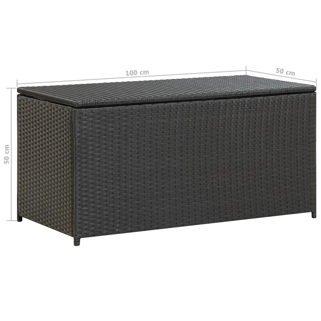 Galleria Design Garden Storage Box Poly Rattan 100x50x50 cm Black