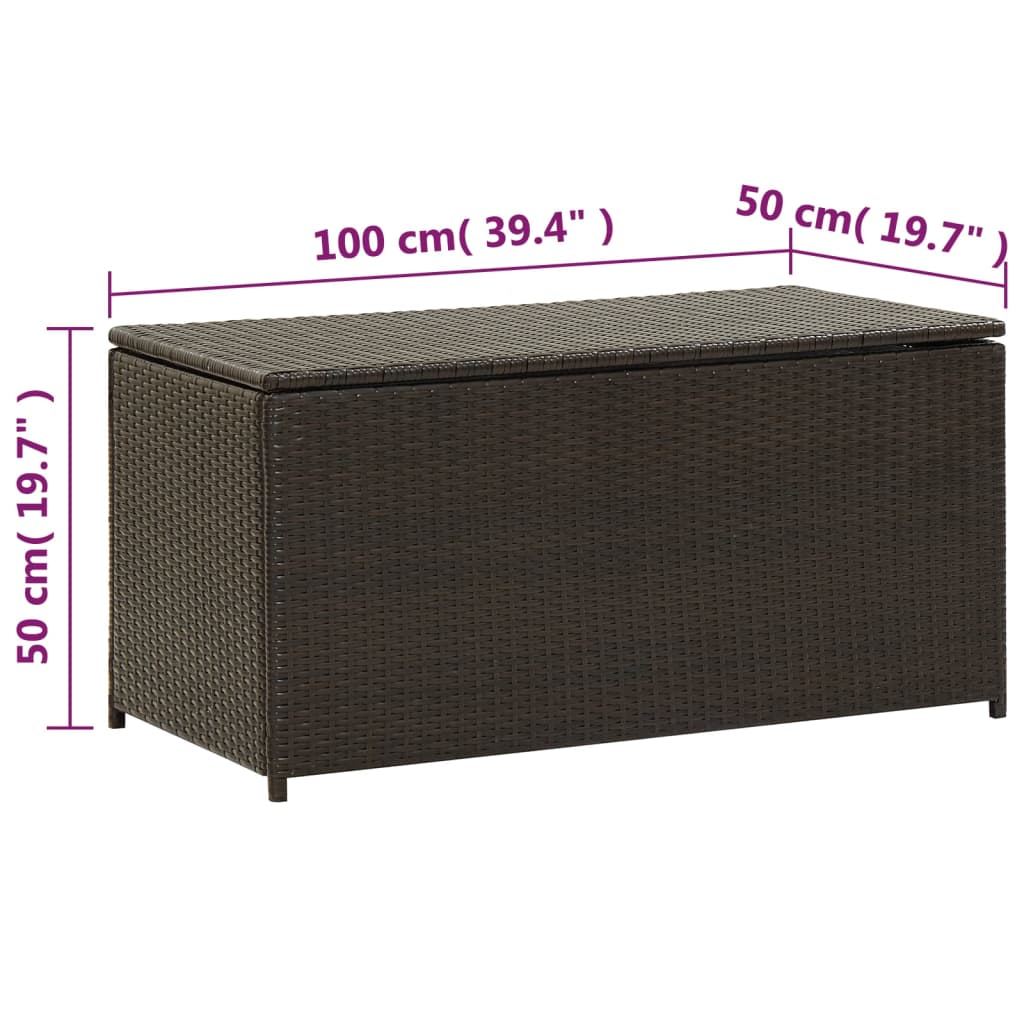 Galleria Design Garden Storage Box Poly Rattan 100x50x50 cm Brown
