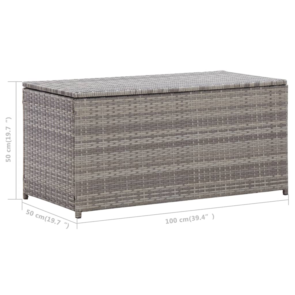 Galleria Design Garden Storage Box Poly Rattan 100x50x50 cm Grey