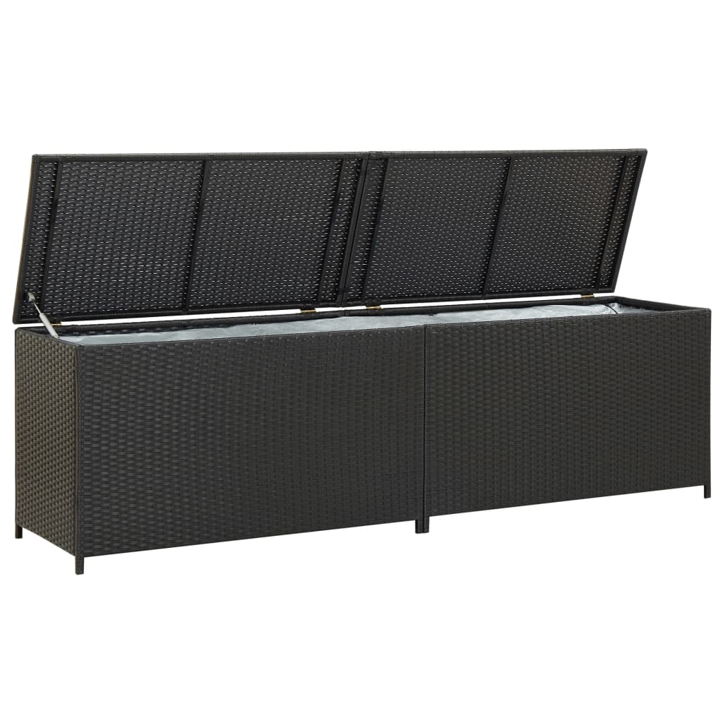 Galleria Design Garden Storage Box Poly Rattan 200x50x60 cm Black