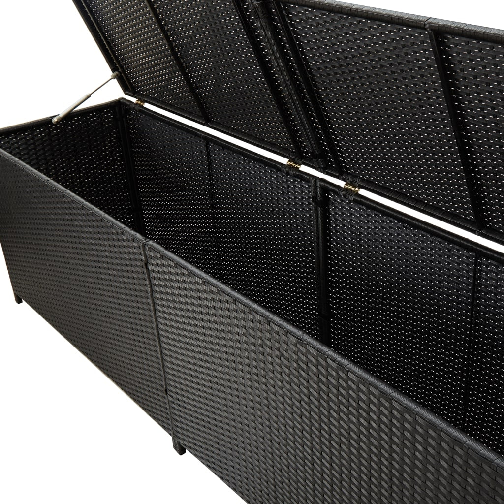 Galleria Design Garden Storage Box Poly Rattan 200x50x60 cm Black