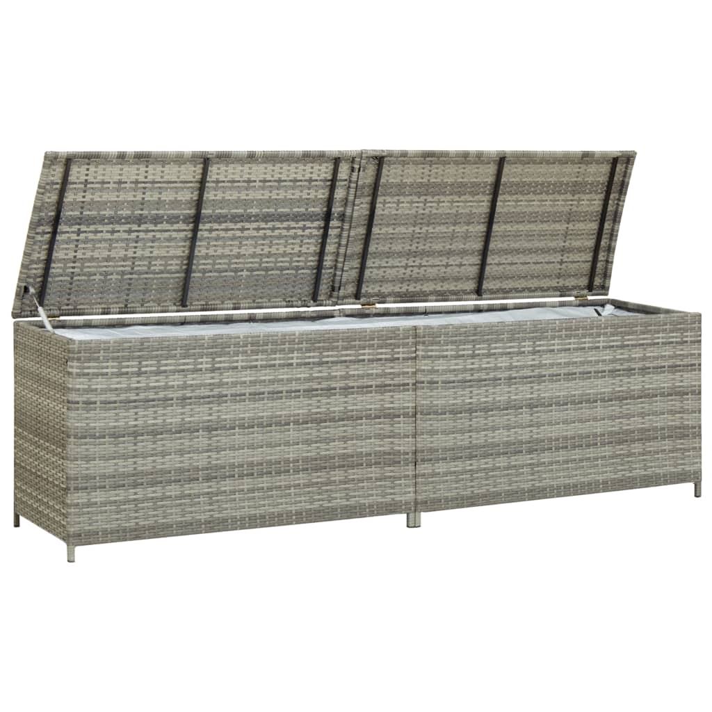 Galleria Design Garden Storage Box Poly Rattan 200x50x60 cm Grey