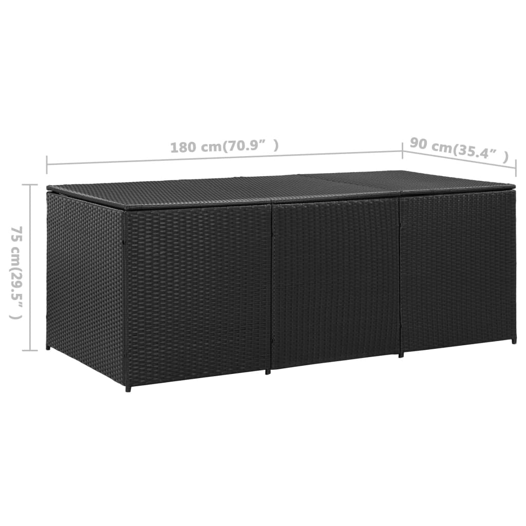 Galleria Design Garden Storage Box Poly Rattan 180x90x70 cm Black