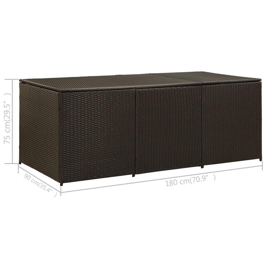 Galleria Design Garden Storage Box Poly Rattan 180x90x70 cm Brown
