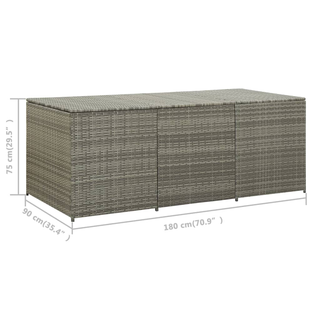 Galleria Design Garden Storage Box Poly Rattan 180x90x70 cm Grey