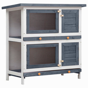 Galleria Design Outdoor Rabbit Hutch 4 Doors Grey Wood