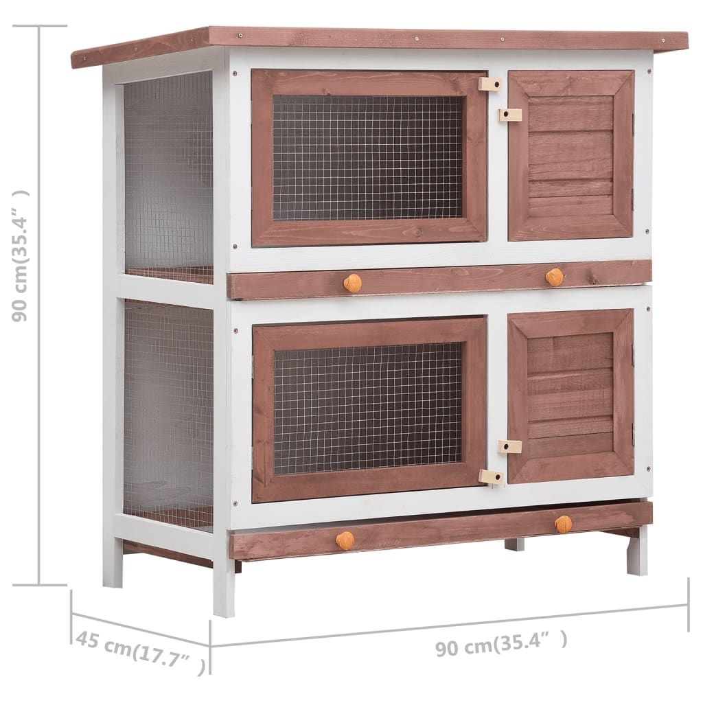 Galleria Design Outdoor Rabbit Hutch 4 Doors Brown Wood