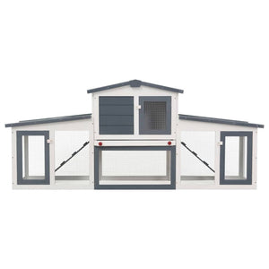 Galleria Design Outdoor Large Rabbit Hutch Grey and White 201x45x85 cm Wood