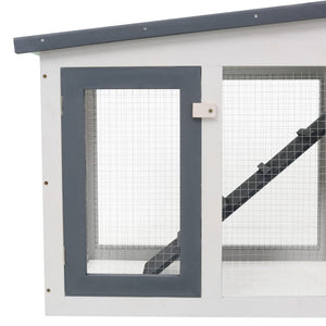 Galleria Design Outdoor Large Rabbit Hutch Grey and White 201x45x85 cm Wood