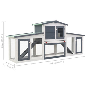Galleria Design Outdoor Large Rabbit Hutch Grey and White 201x45x85 cm Wood