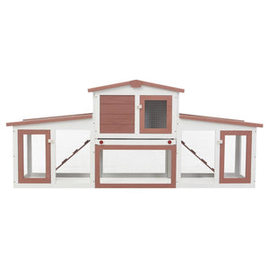 Galleria Design Outdoor Large Rabbit Hutch Brown and White 201x45x85 cm Wood