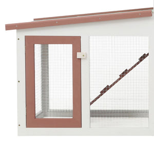 Galleria Design Outdoor Large Rabbit Hutch Brown and White 201x45x85 cm Wood