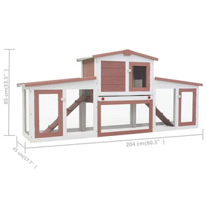 Galleria Design Outdoor Large Rabbit Hutch Brown and White 201x45x85 cm Wood