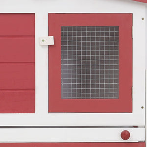 Galleria Design Outdoor Large Rabbit Hutch Red and White 201x45x85 cm Wood