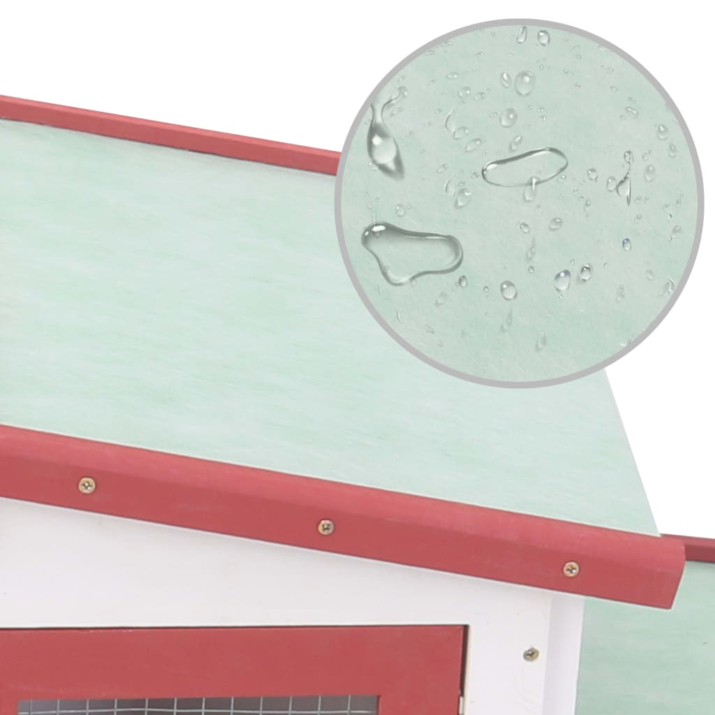 Galleria Design Outdoor Large Rabbit Hutch Red and White 201x45x85 cm Wood