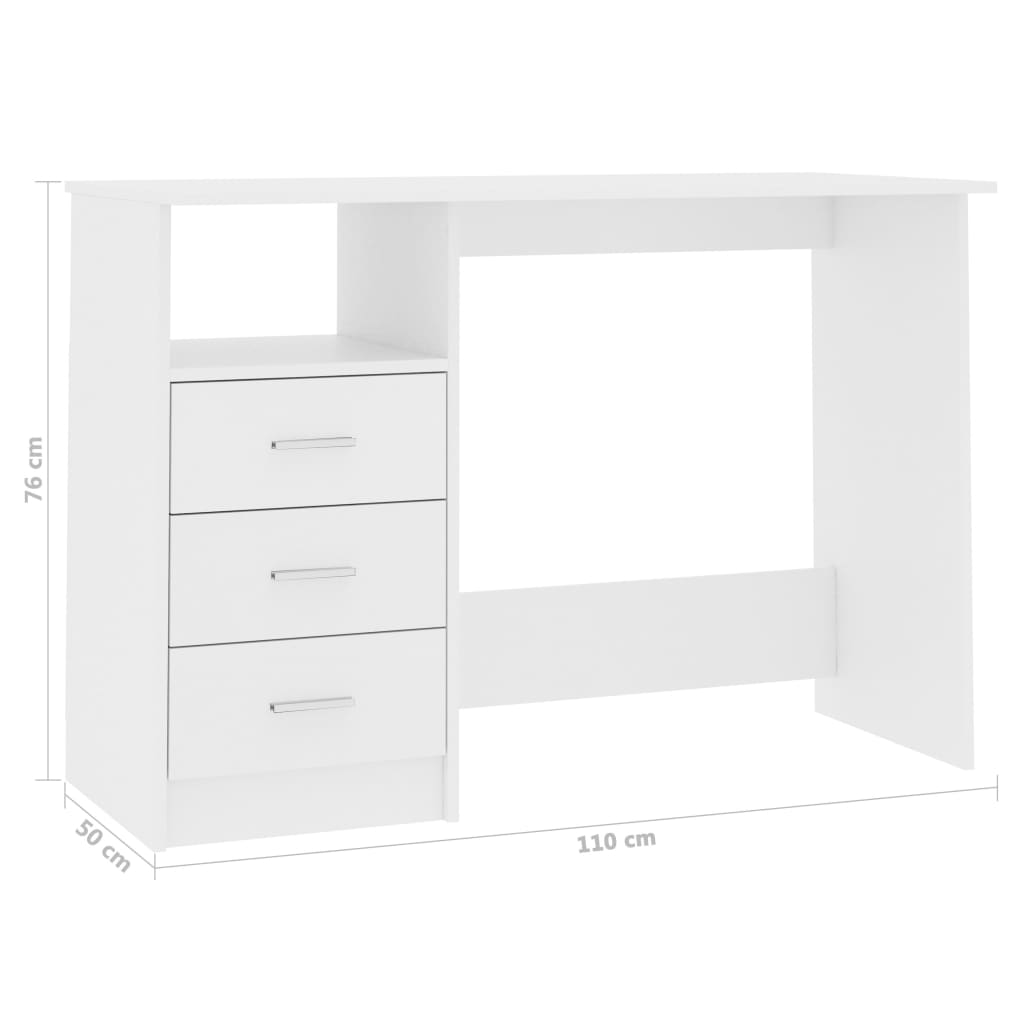 Galleria Design Desk with Drawers White 110x50x76 cm Engineered Wood