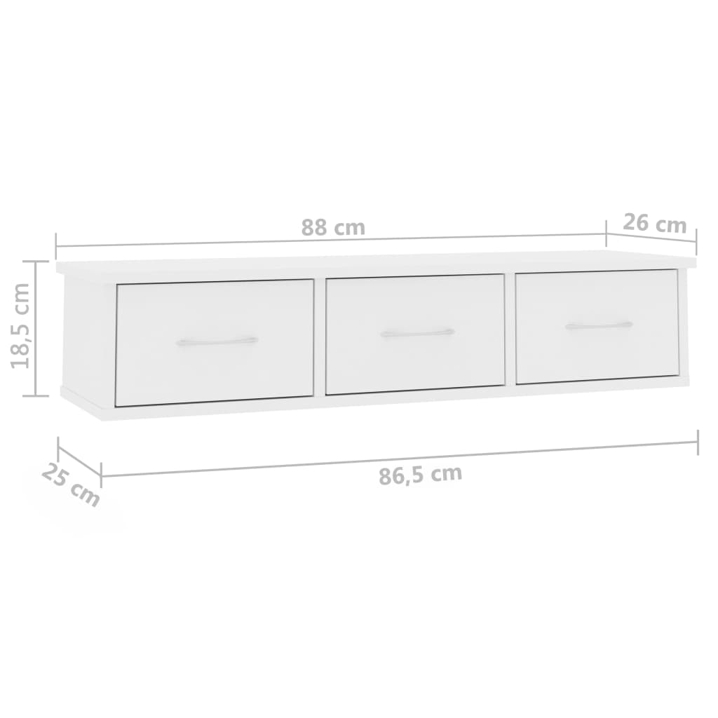 Galleria Design Wall-mounted Drawer Shelf White 88x26x18.5 cm Engineered Wood