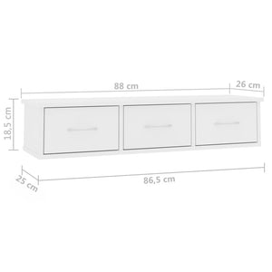 Galleria Design Wall-mounted Drawer Shelf White 88x26x18.5 cm Engineered Wood