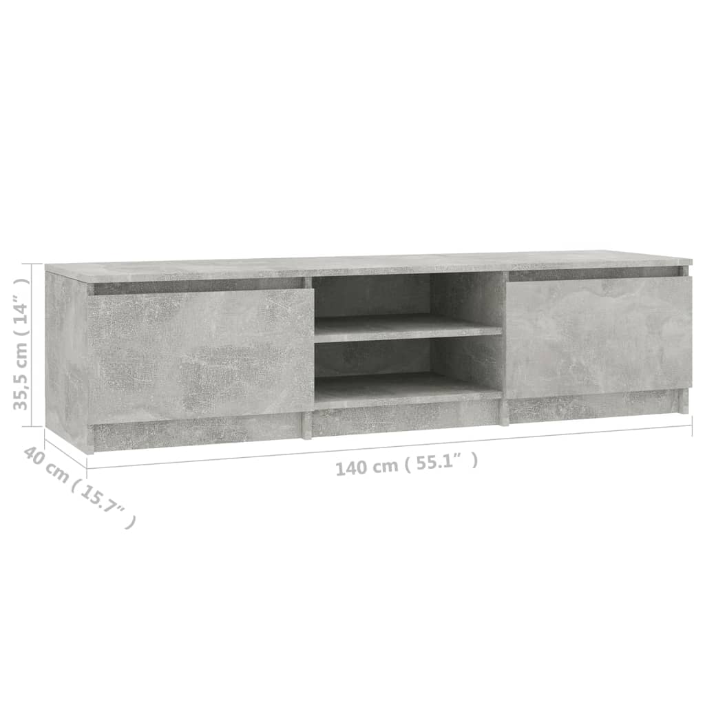 Galleria Design TV Cabinet Concrete Grey 140x40x35.5 cm Engineered Wood
