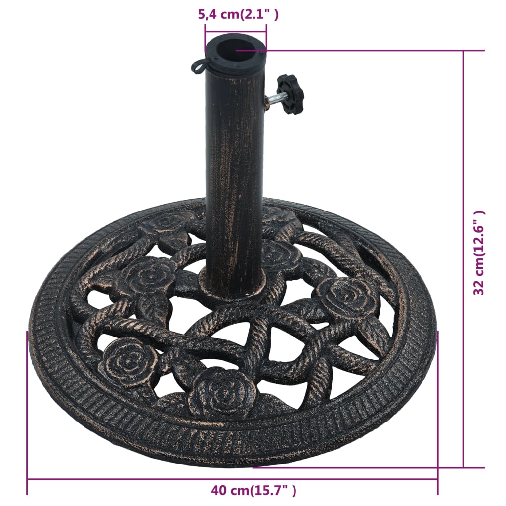 Galleria Design Umbrella Base Black and Bronze 9 kg 40 cm Cast Iron