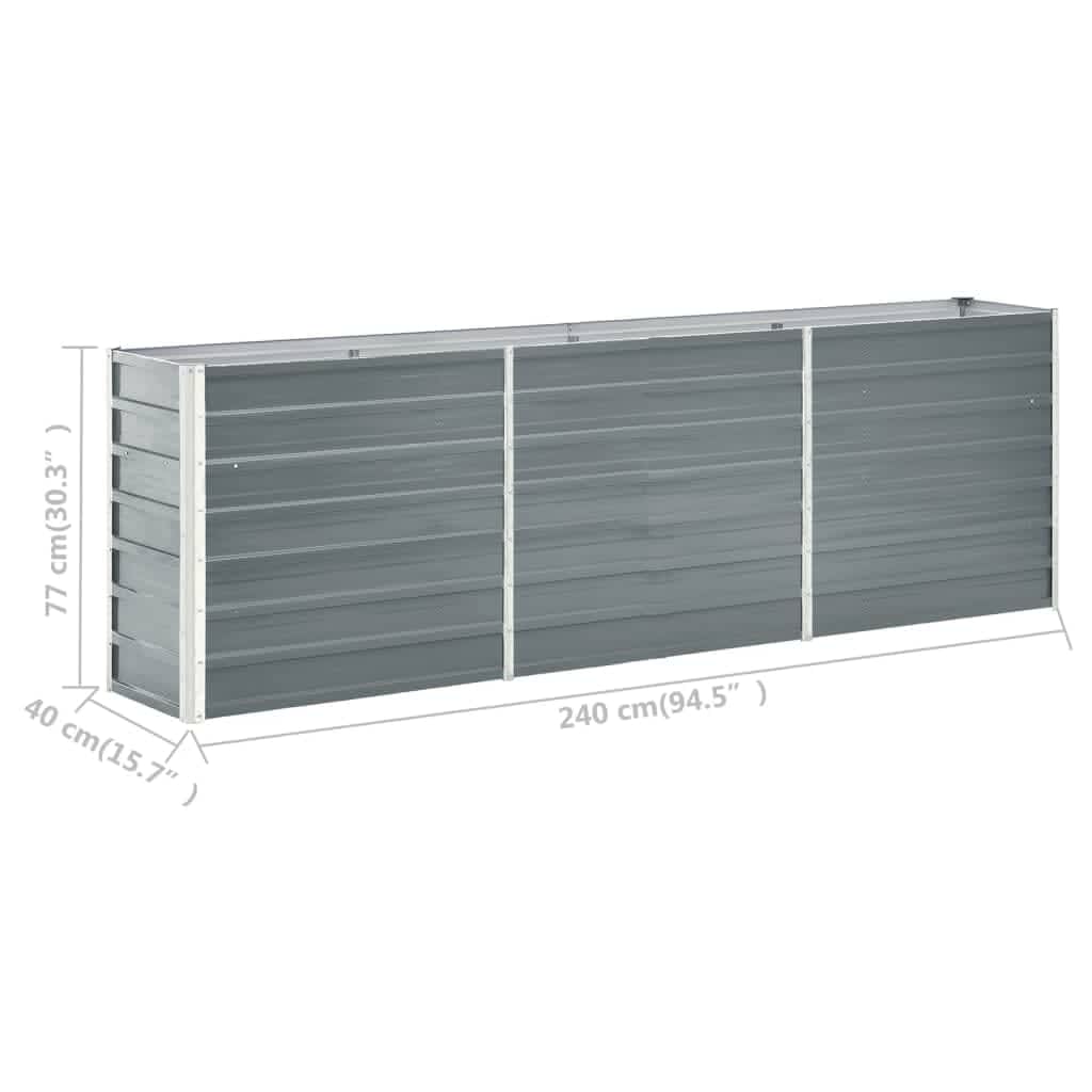 Galleria Design Garden Raised Bed Galvanised Steel 240x40x77 cm Grey