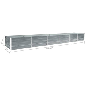 Galleria Design Garden Raised Bed Galvanised Steel 480x80x45 cm Grey
