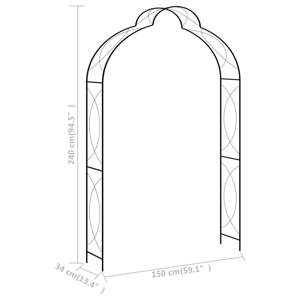 Galleria Design Garden Arch Black 150x34x240 cm Iron