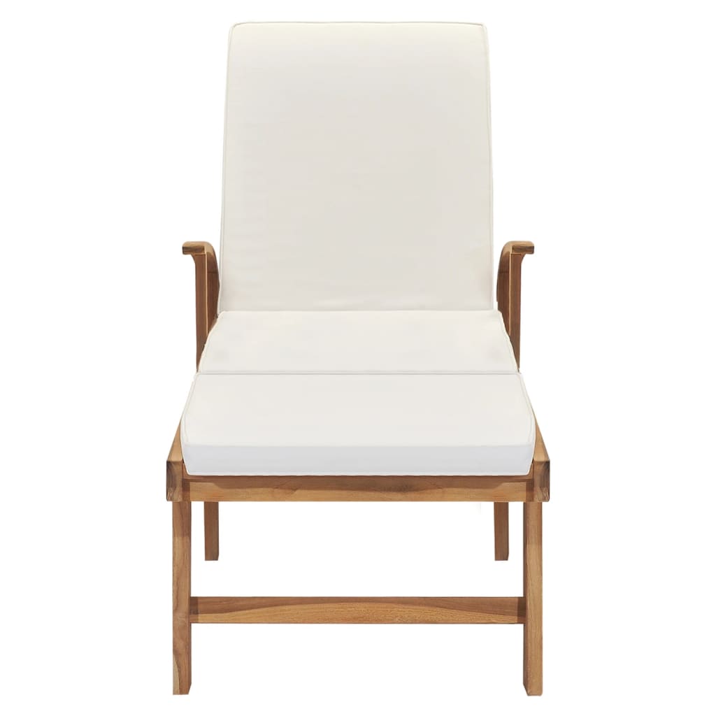 Galleria Design Sun Lounger with Cushion Solid Teak Wood Cream