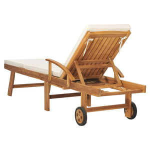 Galleria Design Sun Lounger with Cushion Solid Teak Wood Cream