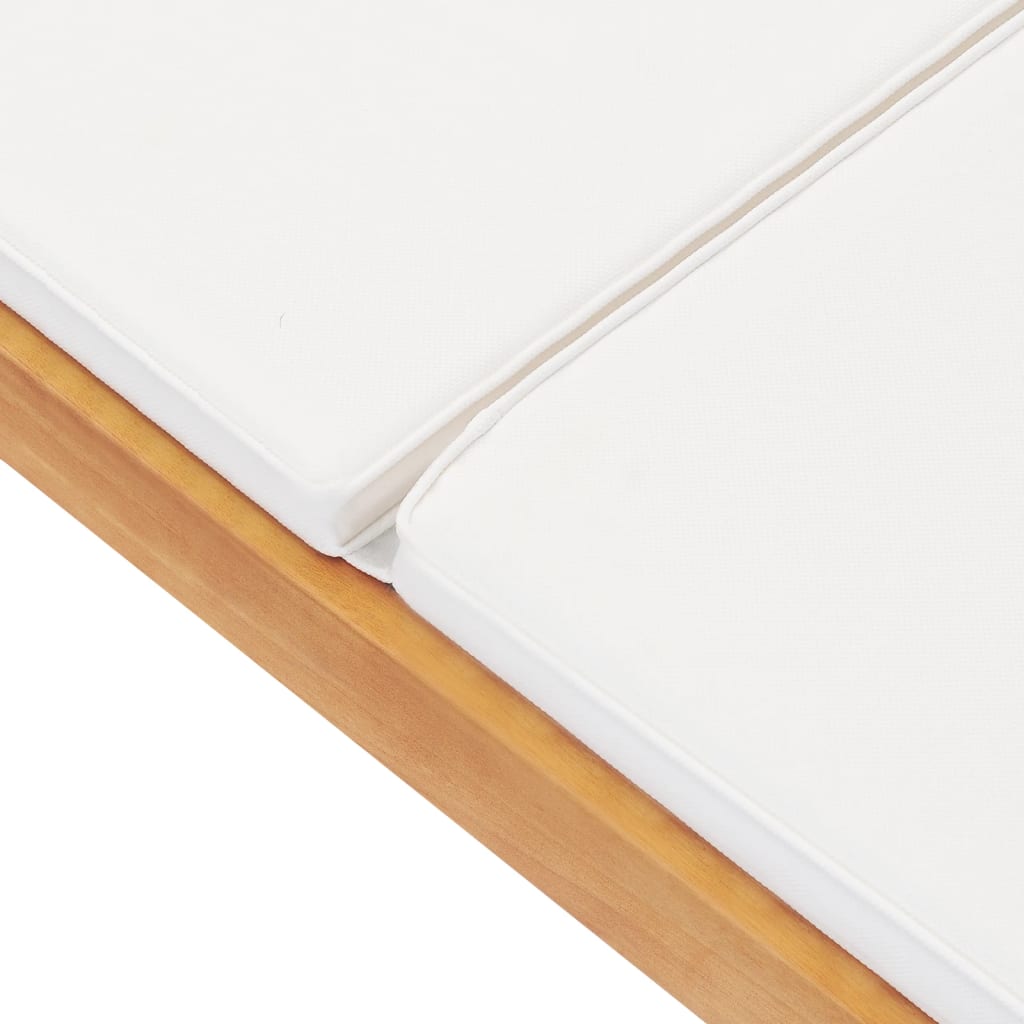 Galleria Design Sun Lounger with Cushion Solid Teak Wood Cream