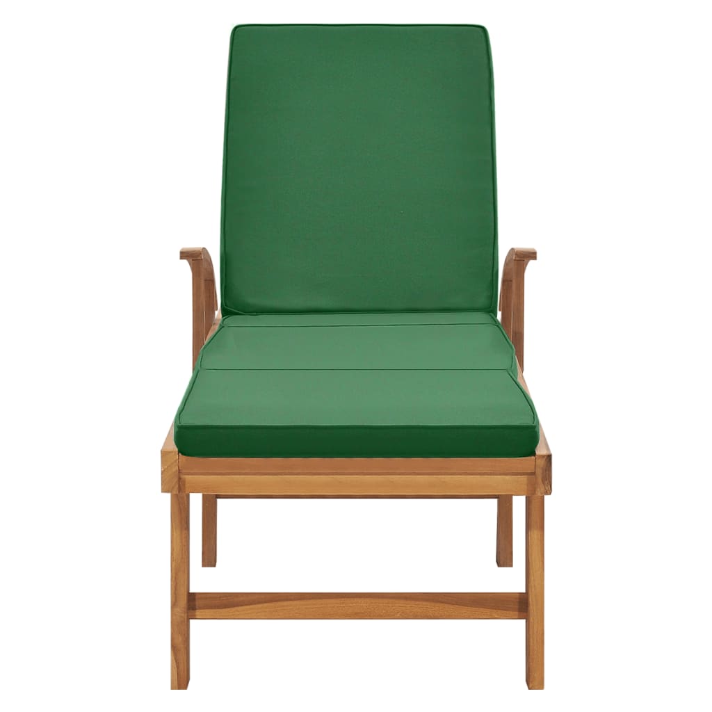 Galleria Design Sun Lounger with Cushion Solid Teak Wood Green