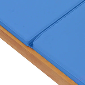 Galleria Design Sun Lounger with Cushion Solid Teak Wood Blue