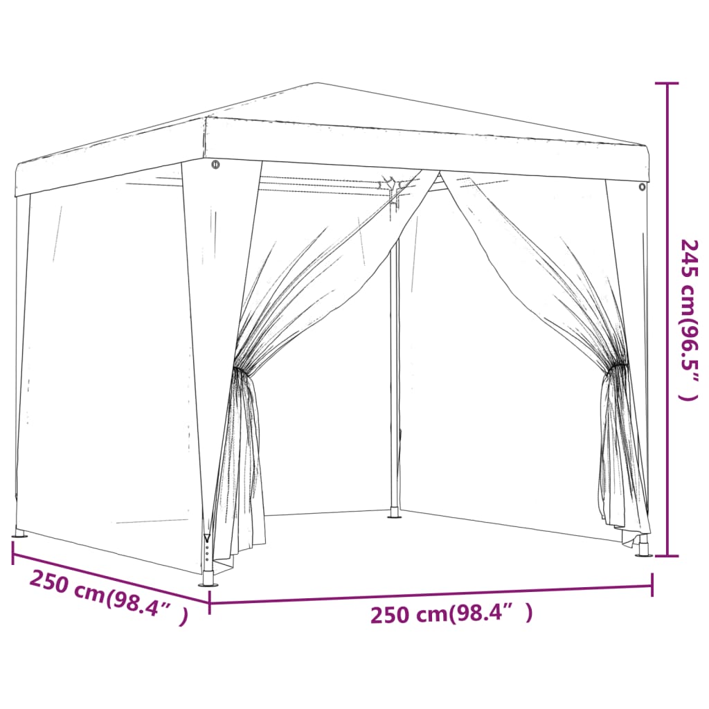 Galleria Design Party Tent with 4 Mesh Sidewalls 2.5x2.5 m White