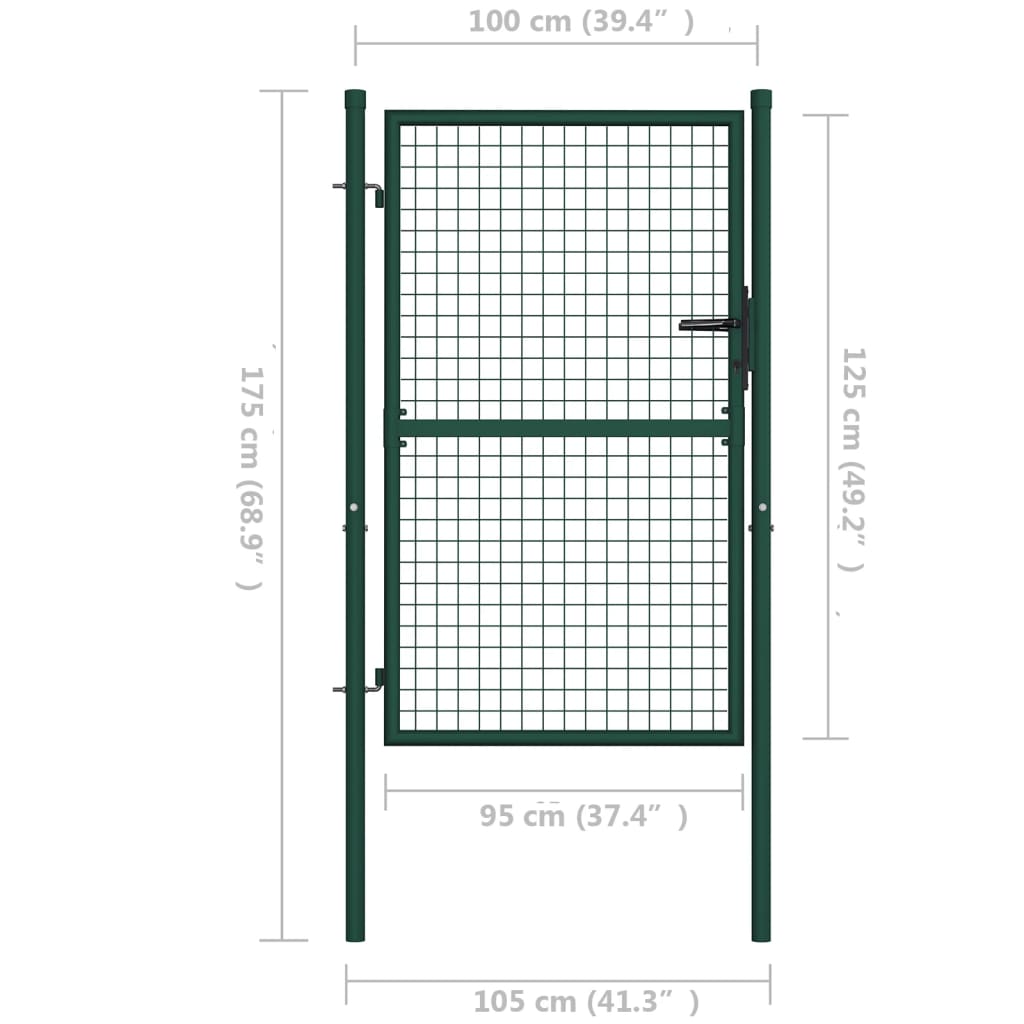 Galleria Design Fence Gate Steel 100x125 cm Green