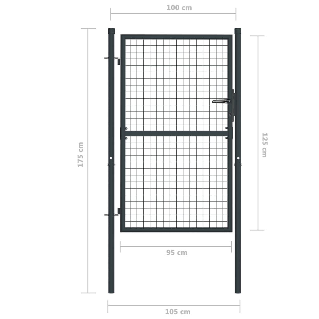 Galleria Design Mesh Garden Gate Galvanised Steel 100x125 cm Grey
