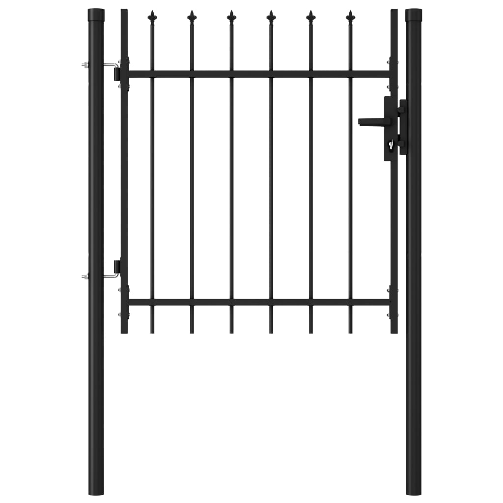 Galleria Design Fence Gate Single Door with Spike Top Steel 1x1 m Black