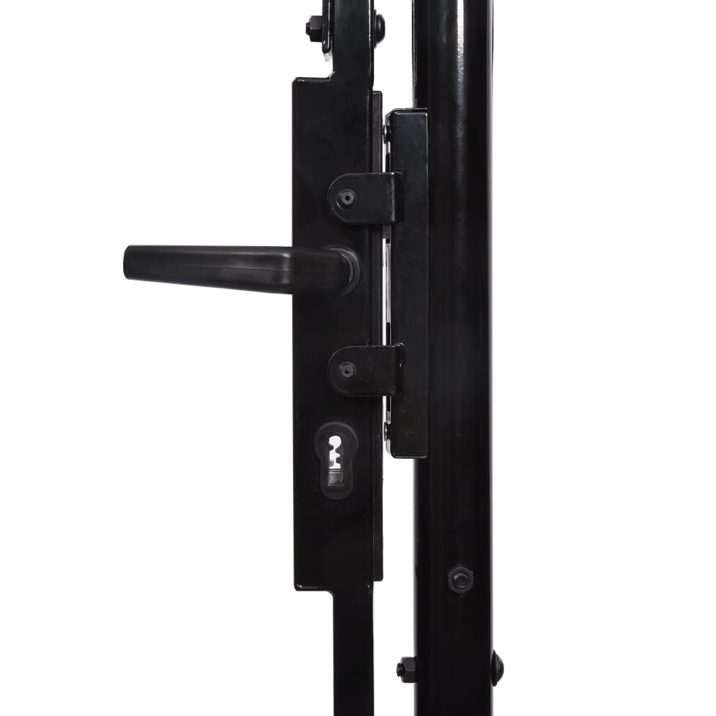 Galleria Design Fence Gate Single Door with Spike Top Steel 1x1 m Black